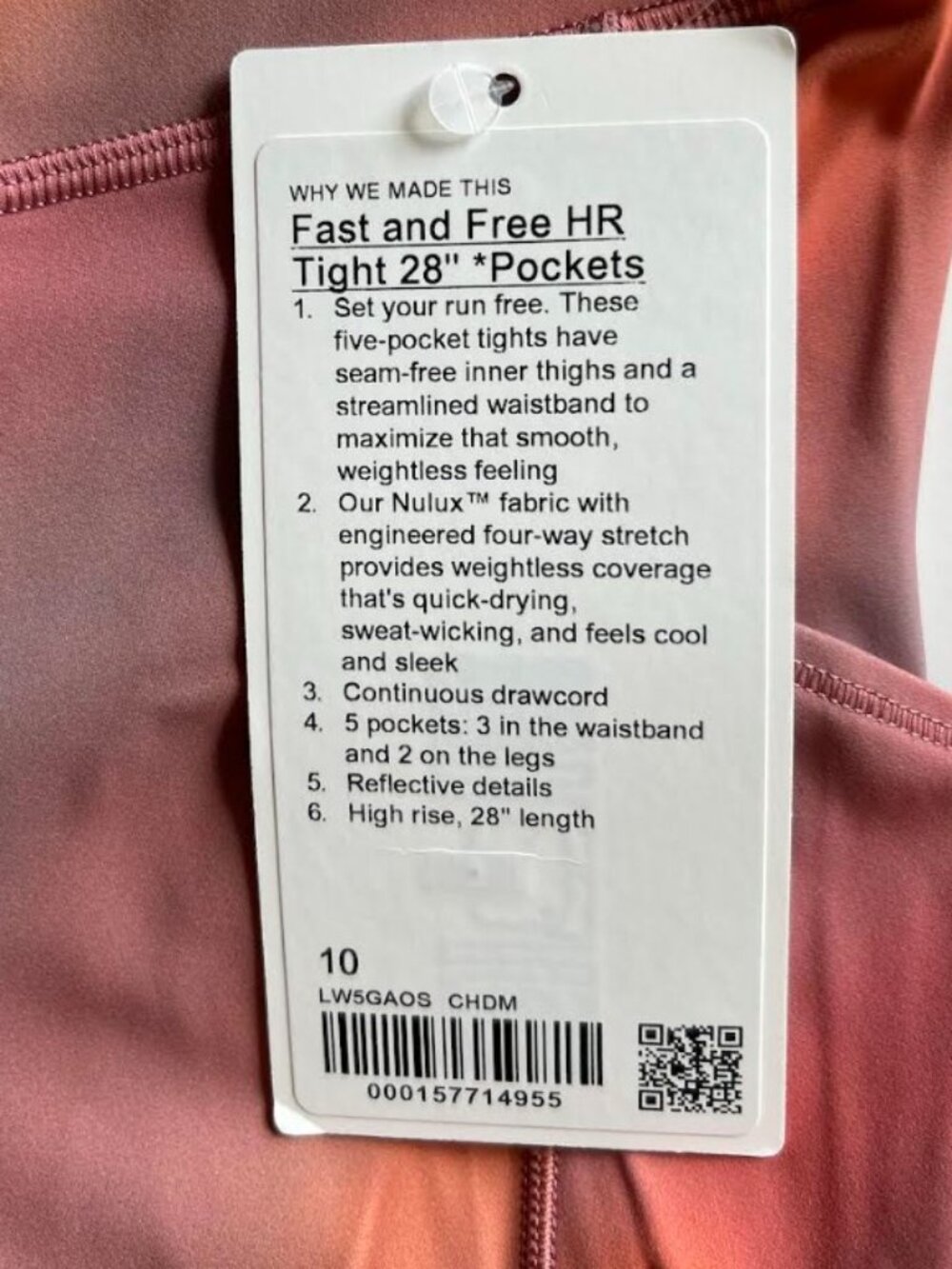Lululemon Fast and Free High-Rise Tight 28" 5 Pocket Chroma Drift Multi 10 - Picture 12 of 12